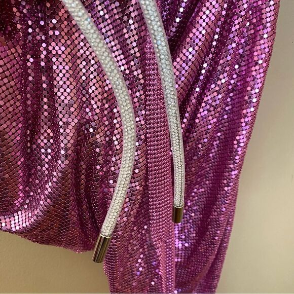 H:ours Millie Mini Dress chainmail metal mesh hot pink party cocktail Revolve - Picture 14 of 16